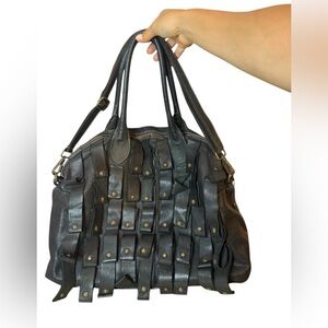 Costanza Rota Italian Leather Large Leather Studded Tassel Tote Bag